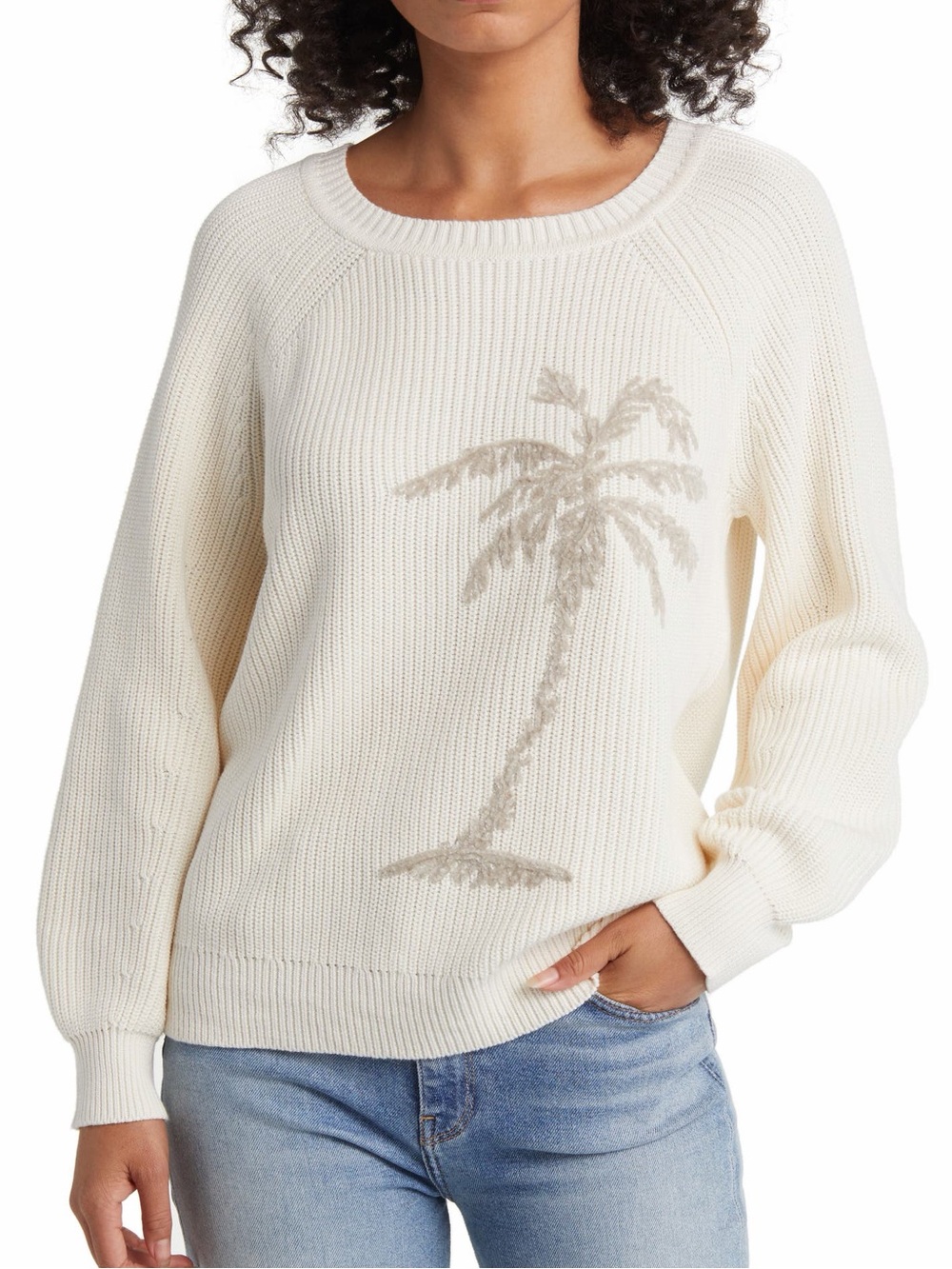 Tommy Bahama Breezy Palm Crewneck Sweater Cream/Tan. Size S